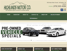 Tablet Screenshot of highlandsmotorco.com